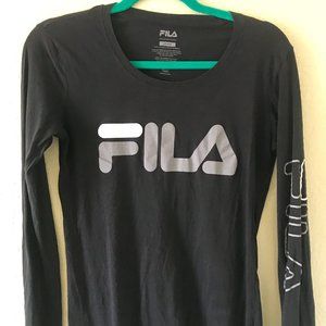 Black Fila Long Sleeve Logo T Shirt